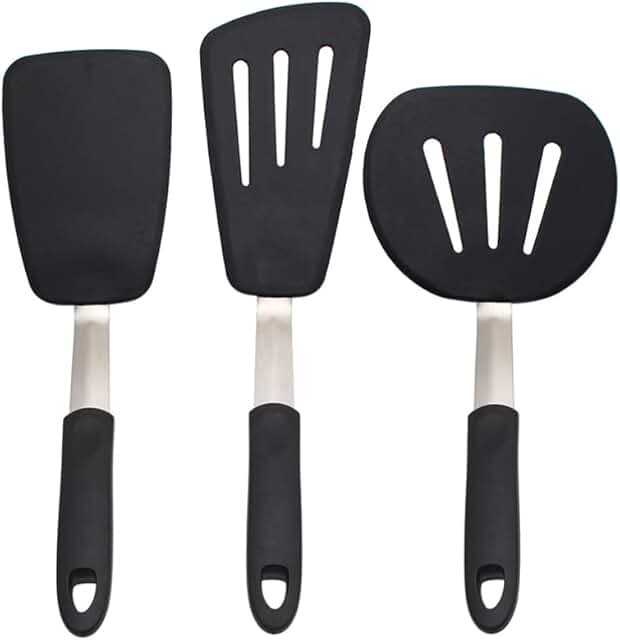 3-Piece Silicone Cooking Spatula Set for Frying and Pancakes