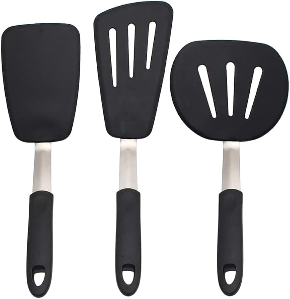 3-Piece Silicone Cooking Spatula Set for Frying and Pancakes
