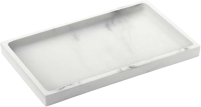 Medium White Resin Bathroom Vanity and Jewelry Tray