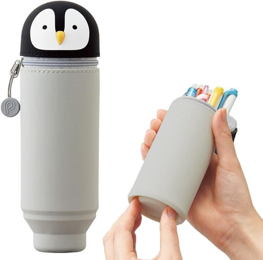 Kawaii Penguin Stand-Up Pencil Case for School and Office