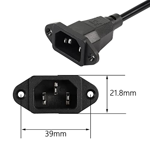0.3m Up Angle C13 to C14 Panel Mount Power Cable, 90 Degree IEC 320 C13 Female to C14 Male PDU Power Supply Extension Cord for Monitors,Computers,Etc(Uc13m-c14)