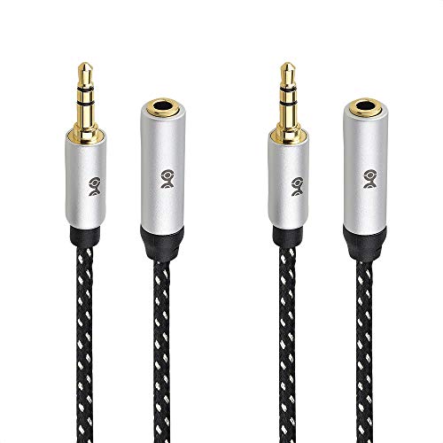 2-Pack Headphone Extension Cable 10 ft (3.5mm Extension Cable/Aux Extension Cable, Aux Cord Extension) in Black - 10 Feet