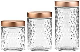 Set of 3 textured glass canisters