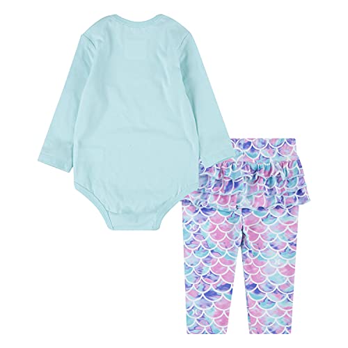 baby girls Long Sleeve Bodysuit and Leggings 2-piece Outfit Pants Set, Mint Candy, 3 Months US