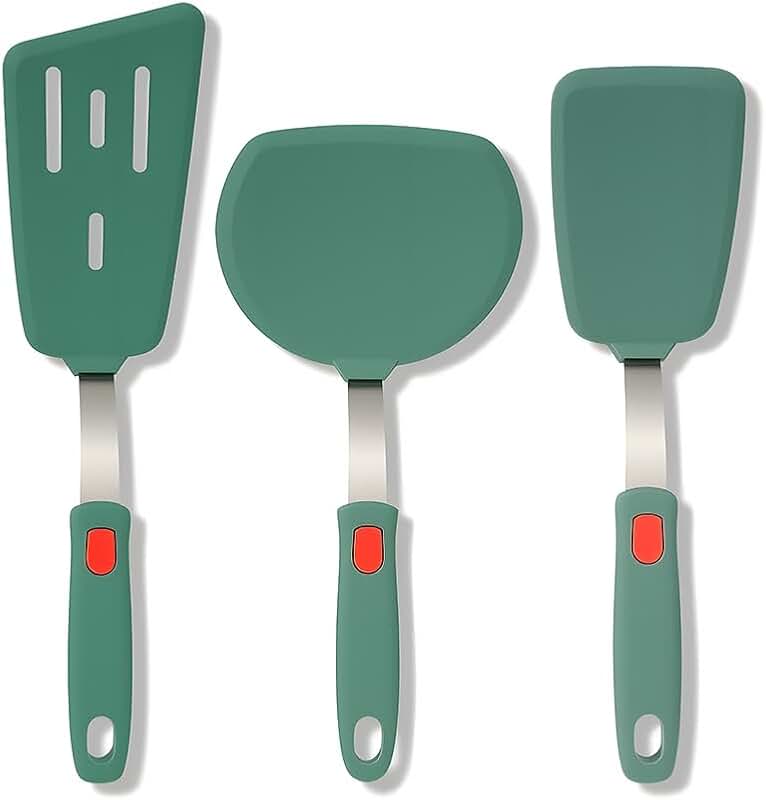 Silicone Spatula Turner Set, 3 Pieces, Dishwasher Safe