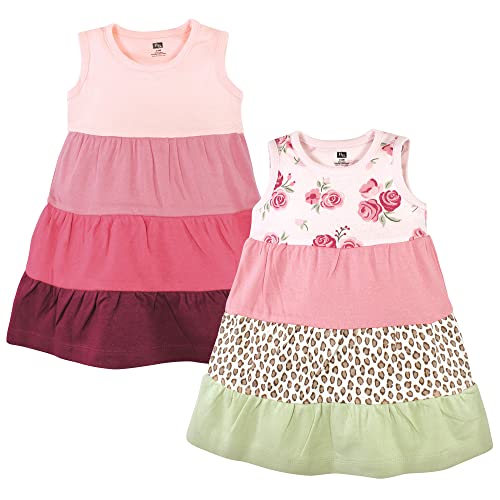 girls  Cotton Dresses, Blush Rose Leopard, 0-3 Months Casual Dress, Blush Rose Leopard, 3 Months US