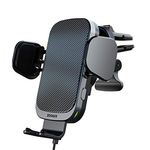 Wireless Car Charger Vent Mount, 15W Qi Fast Charging Auto-Clamping Car Mount, Air Vent Car Phone Holder for iPhone 13/13 mini/12/11/XS/XR/X/8,Samsung S22/S21/S20/S10/S9 Note 10(Grey)