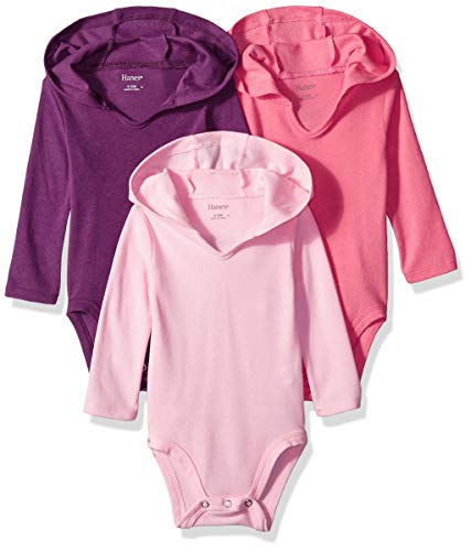 baby girls Ultimate Flexy 3 Pack Hoodie Bodysuits Bodystocking, Purple/Pink, 18-24 Months US