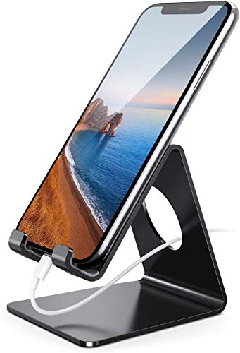Cell phone stand and holder for office desk in black