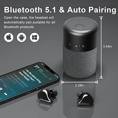Bluetooth Speaker with Earbuds 2 in 1, Small Speakers Bluetooth Wireless Portable 360 Surround Sound Stereo with Microphone, 12-Hour Long Battery Life for Home, Party, Outdoor, Sport