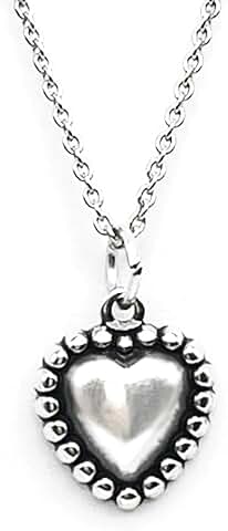 Beaded Heart Charm Necklace, 18 Inches