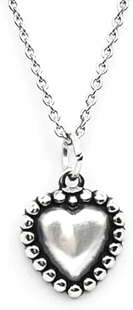 Beaded Heart Charm Necklace, 18 Inches