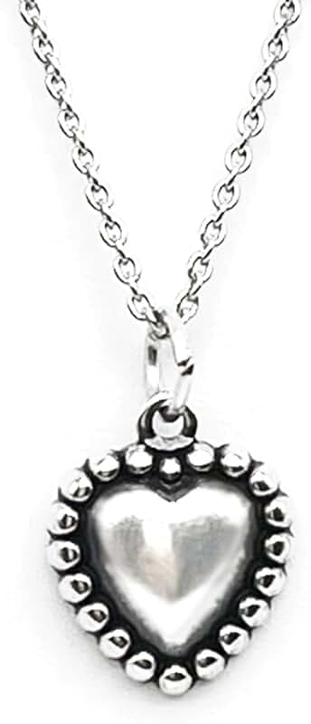 Beaded Heart Charm Necklace, 18 Inches