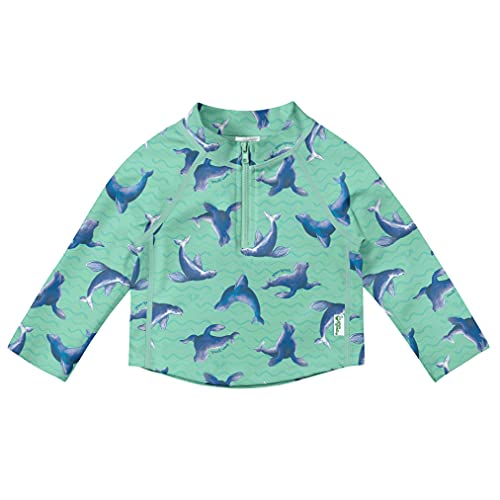 by green sprouts uni  baby Long Sleeve Zip Rashguard Rash Guard Shirt, Seafoam Sea Lions, 0-6 Months US