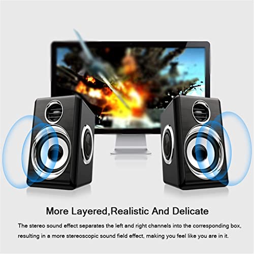 1 Pair USB+AUX Wired Computer Speakers Bass Reinforcement 4 Diaphragm for Laptop Desktop 8W High Power Loudspeaker (Color : Gold)