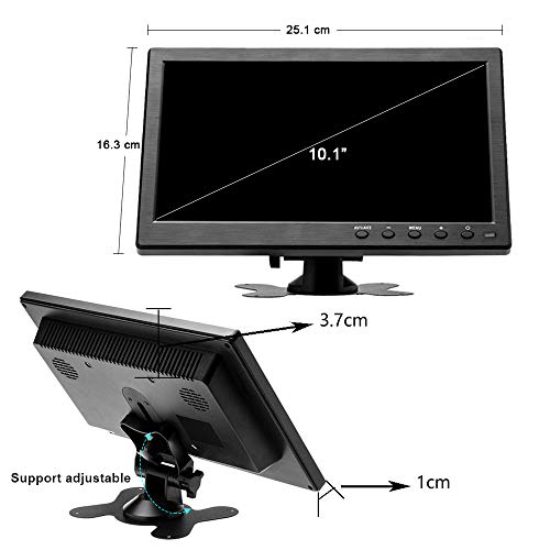 10 Inch Small HDMI Monitor Portable CCTV Monitors 1280x600 with BNC, AVI, VGA, HDMI Input Cable, Remote Control, Built-in Speakers, for PC, CCTV, Security Camera, Raspberry Pi, X-Box