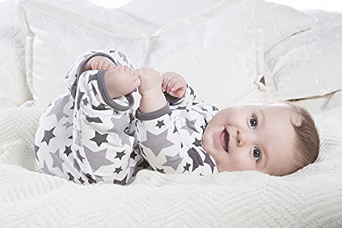 Print Coverall with Snaps, Long Sleeve Footless Bodysuit, One-Piece Ultra Soft Sleepwear, Viscose from Bamboo Fabric ( /Rain Stars - 0-3 Months)