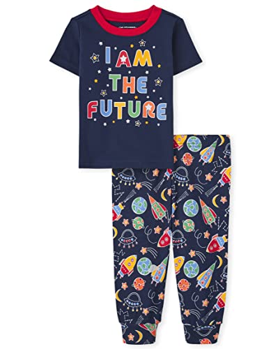 The Children s  Unisex Baby and Toddler Short Sleeve Top and Pants Snug Fit 100  Cotton 2 Piece Pajama Sets, Glow-I AM The Future, 0-3 Months