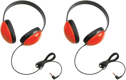 Red Stereo Headphones for Young Students, Adjustable Fit