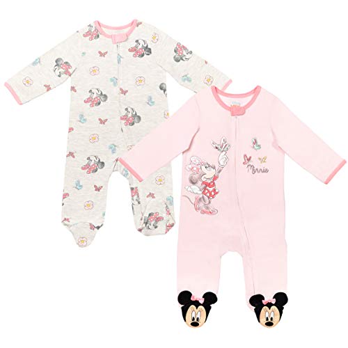 Minnie Mouse Baby Girls 2 Pack Sleep N' Play Coverall Pink/White 3-6 Months