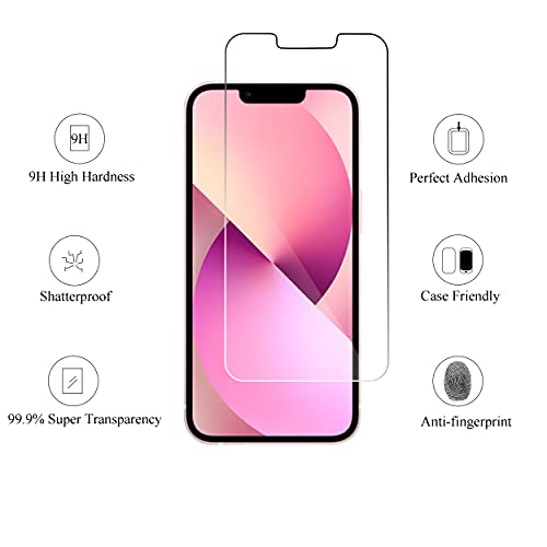 2 Pack Screen Protector Compatible for iPhone 13 mini [5.4 inch] Display 2021 with 2 Pack Tempered Glass Camera Lens Protector,[9H Hardness]-HD