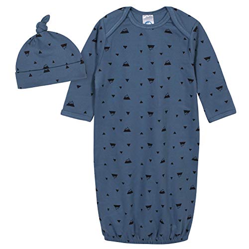 Baby Boys 2-Piece Gown and Cap Set, Blue Black,