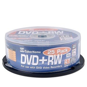 4x 4.7GB DVD+RW Media - 25 Piece Spindle