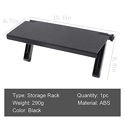 13.4-Inch Flat Panel Black TV Shelf for Cable Box,Soundbar,Streaming Device,Remote Control,Wi-Fi Router,Webcam