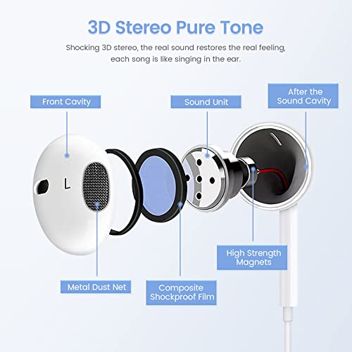 (2 Packs) - Apple Earbuds with Lightning Connector [Apple MFi ] (Built-in Microphone & Volume Control) Headphones Compatible with iPhone 13/SE/XR/XS/X/12/11/8/7/Plus Support All iOS System