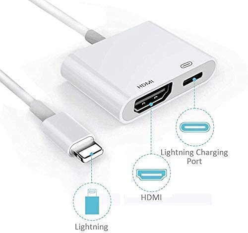 [Apple MFi ] Lightning to HDMI Digital AV Adapter,1080P Video & Audio Sync Screen Converter AV Adapter with Charging Port for iPhone HDMI Converter to HD TV/Projector/Monitor Support All iOS