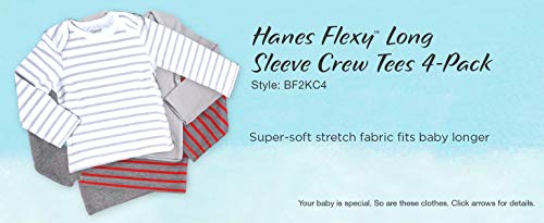 baby girls Ultimate Flexy 4 Pack Long Sleeve Crew Tees T Shirt Set, Pink Stripe, 12-18 Months US