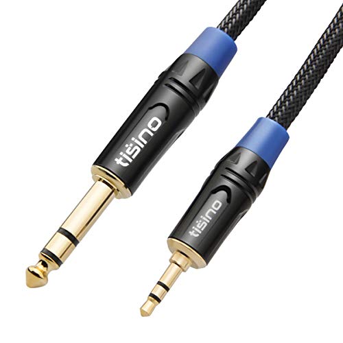 1/8 to 1/4 Stereo Cable, 3.5mm to 1/4 Adapter Aux Cord Stereo Audio Cable for Guitar, Keyboard Piano, Laptop, Home Theater Devices, Speaker and Amplifiers -Nylon Braid 10ft
