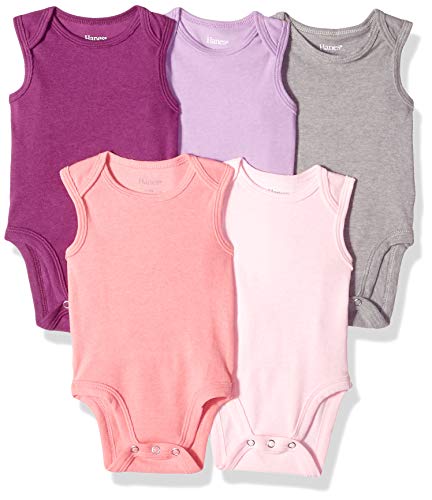 Ultimate Baby Flexy 5 Pack Sleeveless Bodysuits (Tanks), Purple/Pink, 0-6 Months