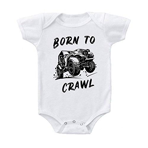 Born to Crawl 4x4 Off Road Mudding Truck Baby One-Piece Bodysuit  Black, 0-3 Months