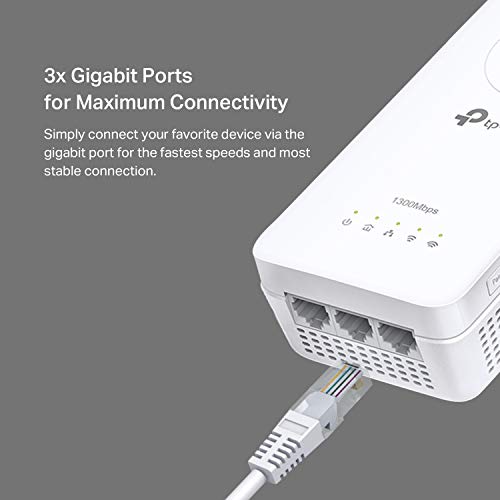 AV1300 Powerline WiFi Extender(TL-WPA8631P KIT)- Powerline Ethernet Adapter with AC1200 Dual Band WiFi, Gigabit Port, Ideal for Gaming/4K TV