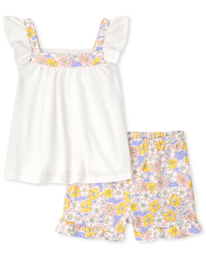 Baby Toddler Girls Sleeve Top and Shorts 2-Piece Sets, Soft Fern, 4T