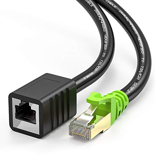 Ethernet Extension Cable 10ft, Network Cat6a Extension Patch Cable RJ45 Cords Shielded Male to Female Connector (10FT)