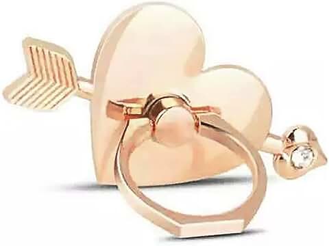 Heart-shaped glitter phone ring holder with arrow design