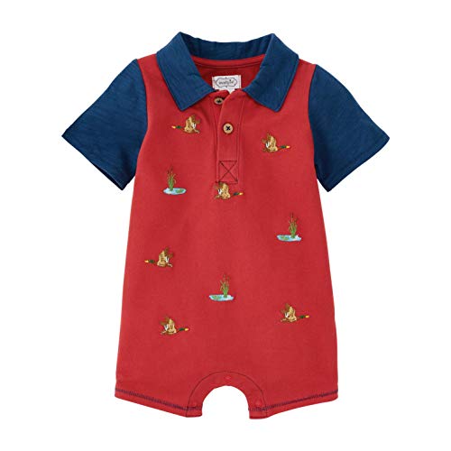 Baby Boys  Schiffli Collared Shortall, Red, 3-6 Months