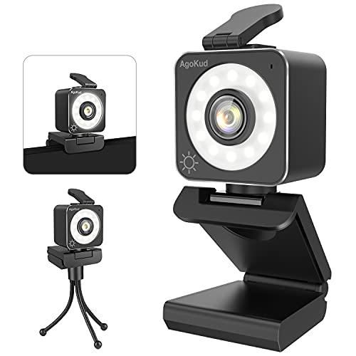 1080P Web Camera, Computer Camera with Microphone, 3 Level Brightness Ring Light, FHD Streaming Webcam for Google Meet, Xbox Gamer, Facebook, YouTube Streamer, with Tripod, Webcam Cover
