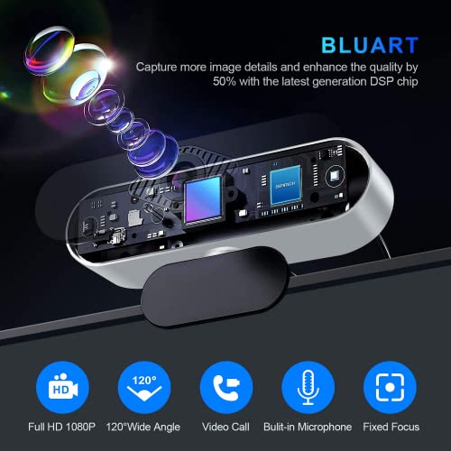 1080P Webcam with Microphone for Desktop,Streaming HD Webcam Stereo Microphone with Noise Canceling for PC Laptop Video Conferencing/Calling/Live Streaming/Online Learning