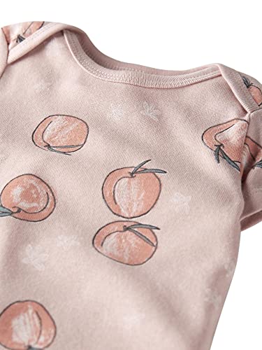 Girls' 3-Pack  Cotton Short-Sleeve Rib Bodysuits, Peaches, 3 Months