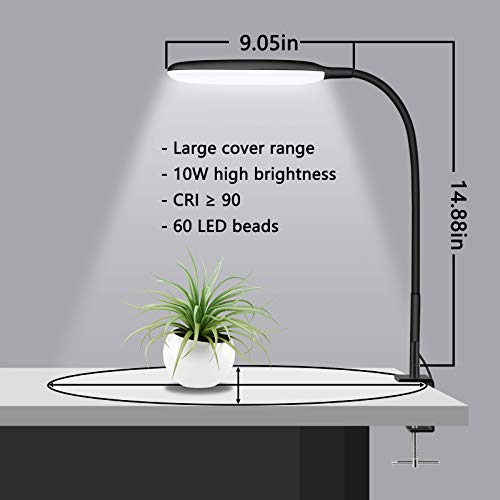 LED Desk Lamp with Clamp, 10W Swing Arm Lamp with Flexible Gooseneck, 3000-10000K, 3 Color Modes & 30 Brightness Levels, Eye-Caring Clip on Task Lamp for Home Office (Black)
