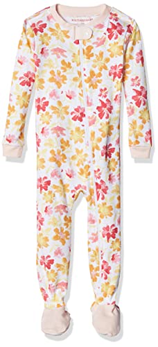 Girls' Pajamas, Zip Front Non-Slip Footed Sleeper Pjs, 100%  Cotton, Farmhouse Gardens, 12 Months