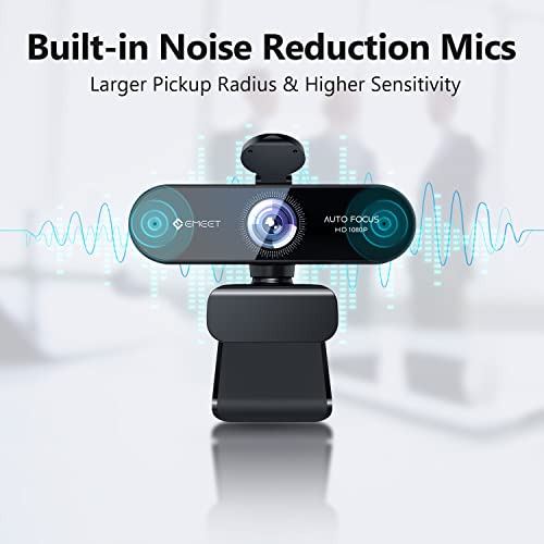 HD Webcam 1080P, USB Webcam with Privacy Cover & 2 Noise-Canceling Mics, Fast AutoFocus, Nova 96FOV Wide Angle Webcam, Plug & Play Camera for Computer for Zoom/Skype, Meeting/Online Classes