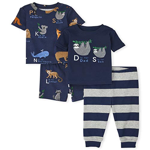 The Children s  Baby Boys  Four Piece Pajama Set, Thunder Blue, 0-3MONTHS