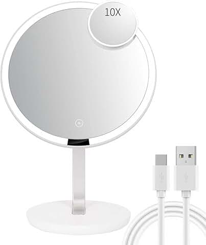 9.65-inch LED Makeup Mirror with Touch Control and Adjustable Brightness