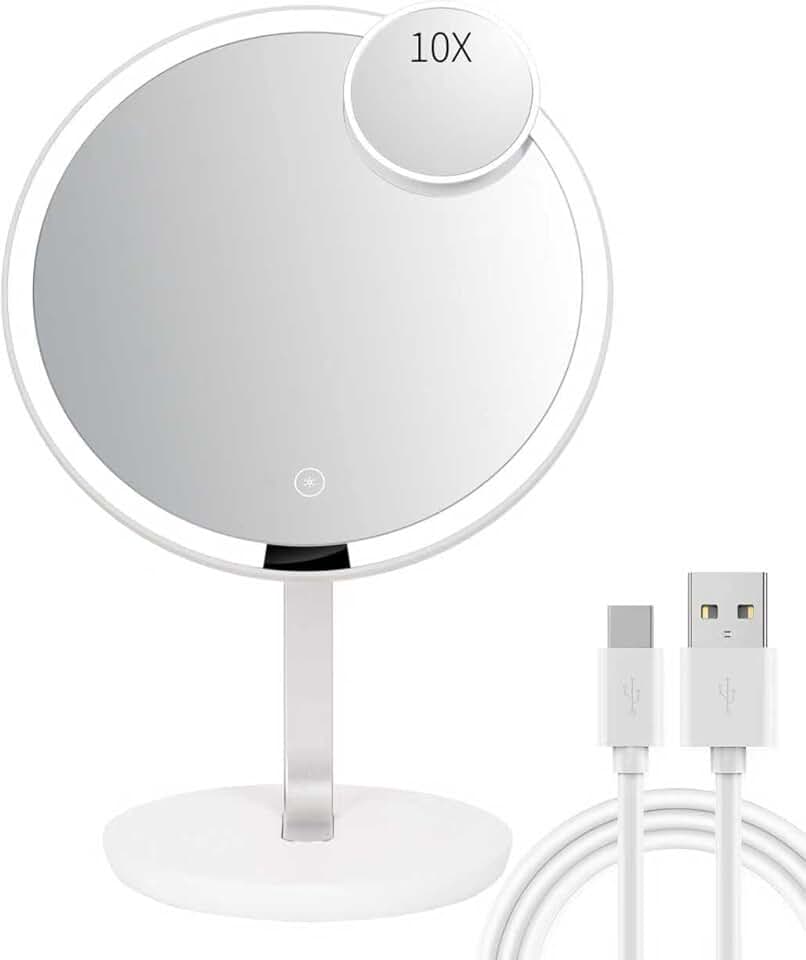9.65-inch LED Makeup Mirror with Touch Control and Adjustable Brightness