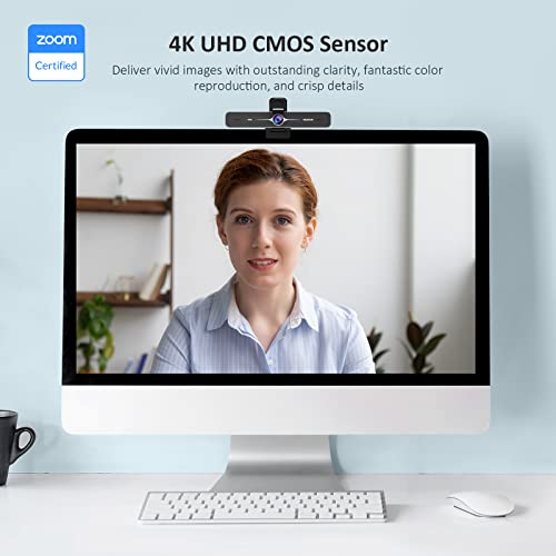 Zoom , N970P 4K Webcam, Onboard Flash Memory, Al-Powered Auto-Framing, Adjutable Field of View, Sony Sensor, Dual AI Noise-Cancelling Mics, Works with Teams/Zoom/Webex/Google