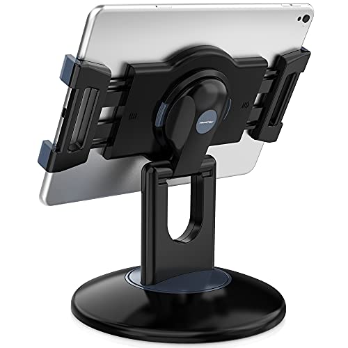 Retail Kiosk iPad Stand, 360 Rotating Commercial Tablet Stand, 6.6"-13.5" iPad Mini Pro-Business Tablet Holder, Swivel Design for Store POS Office Showcase Reception Kitchen Desktop (Black)